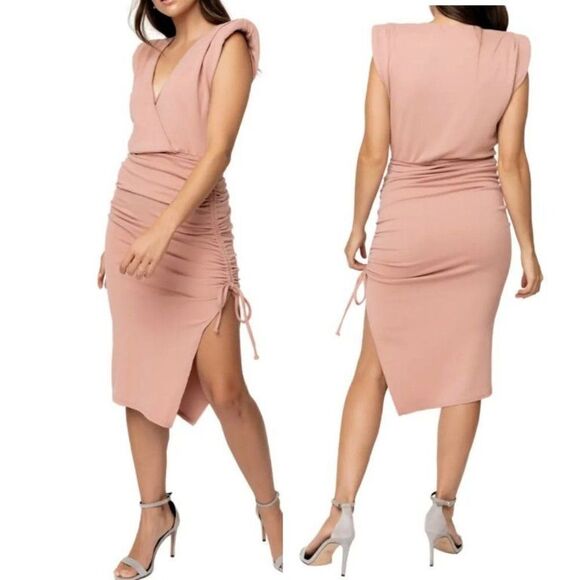 Gibsonlook Surplice V-Neck Knit Dress, Size L, Blush Sandstone - Picture 1 of 11